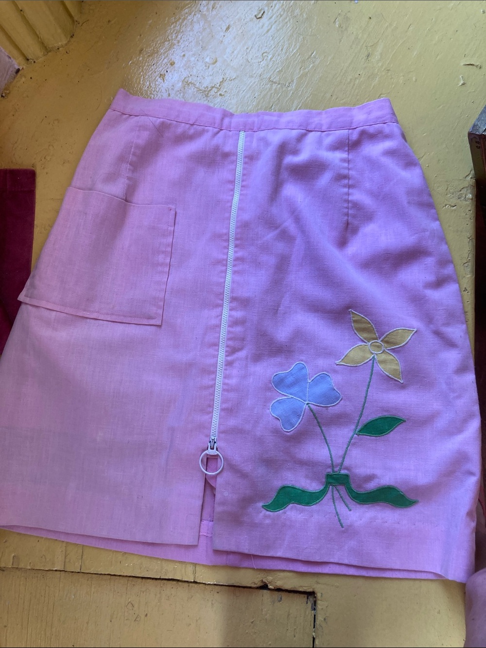 Pink Floral Appliqué Mini Skort